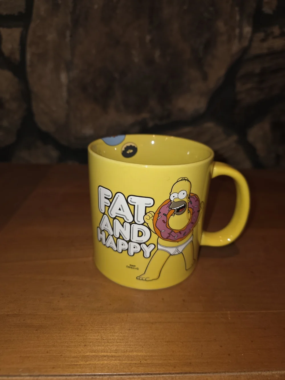 Homer Simpson Yellow Ceramic Coffee Mug - 'Eat and Be Happy'